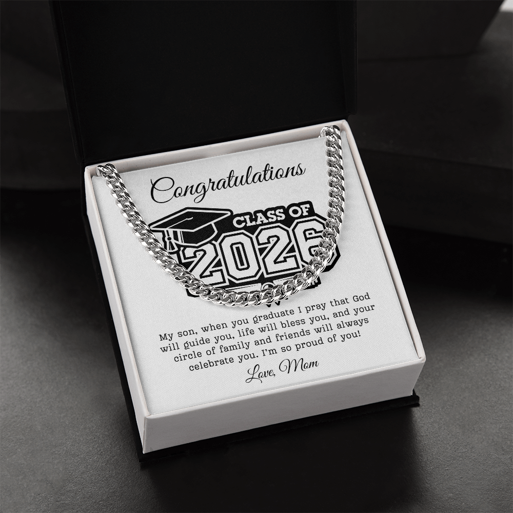Son Class of 2026 Love Mom | Cuban Link Chain