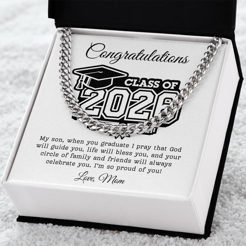 Son Class of 2026 Love Mom | Cuban Link Chain