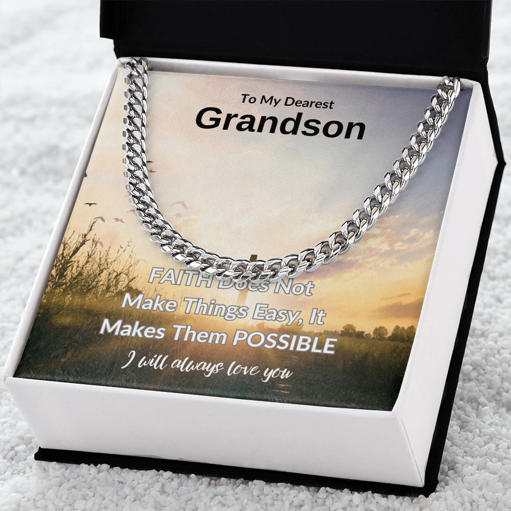To My Dearest Grandson | Cuban Link Chain