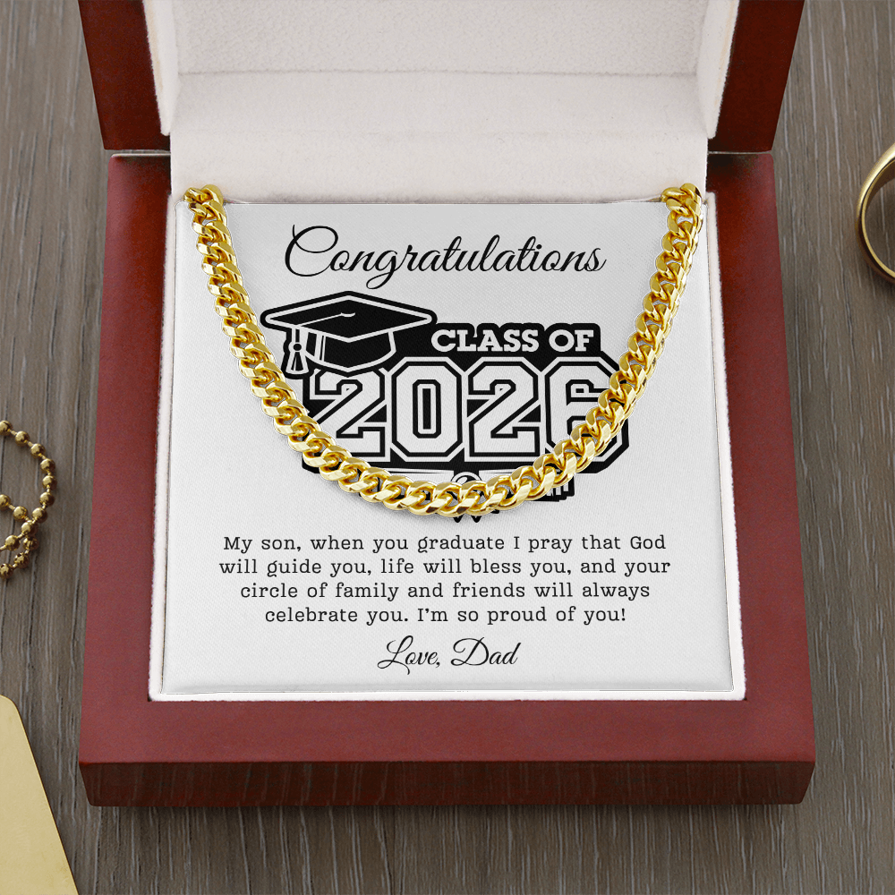Son Class of 2026 Love Dad | Cuban Link Chain
