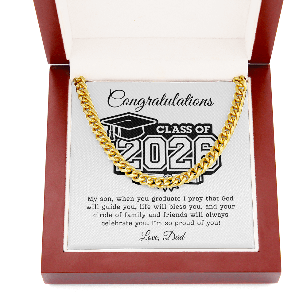 Son Class of 2026 Love Dad | Cuban Link Chain