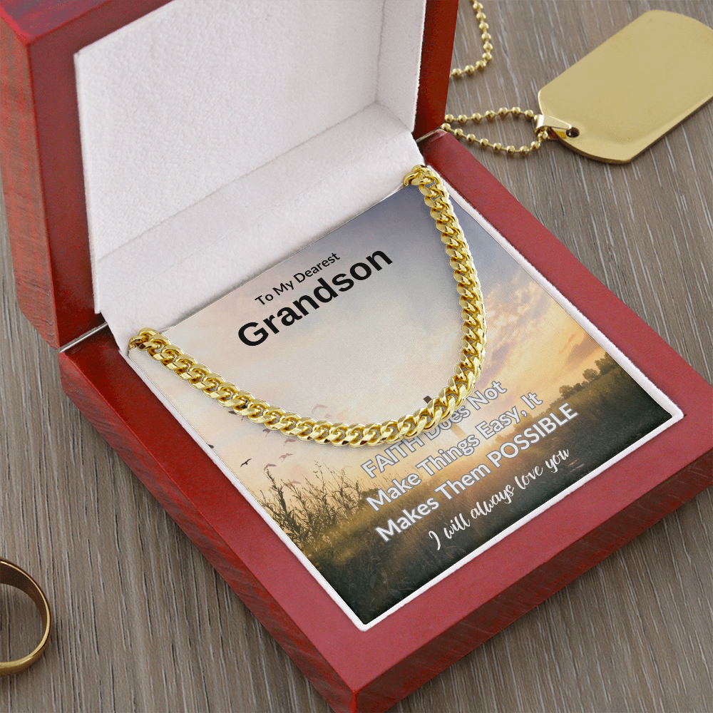To My Dearest Grandson | Cuban Link Chain