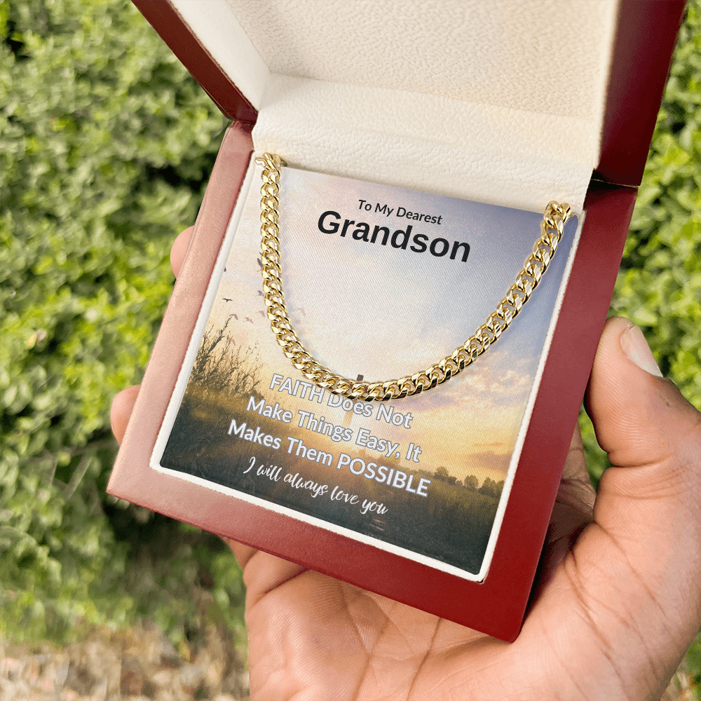 To My Dearest Grandson | Cuban Link Chain