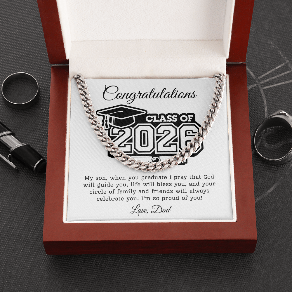 Son Class of 2026 Love Dad | Cuban Link Chain