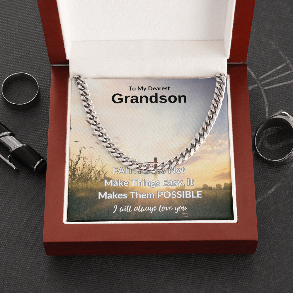To My Dearest Grandson | Cuban Link Chain