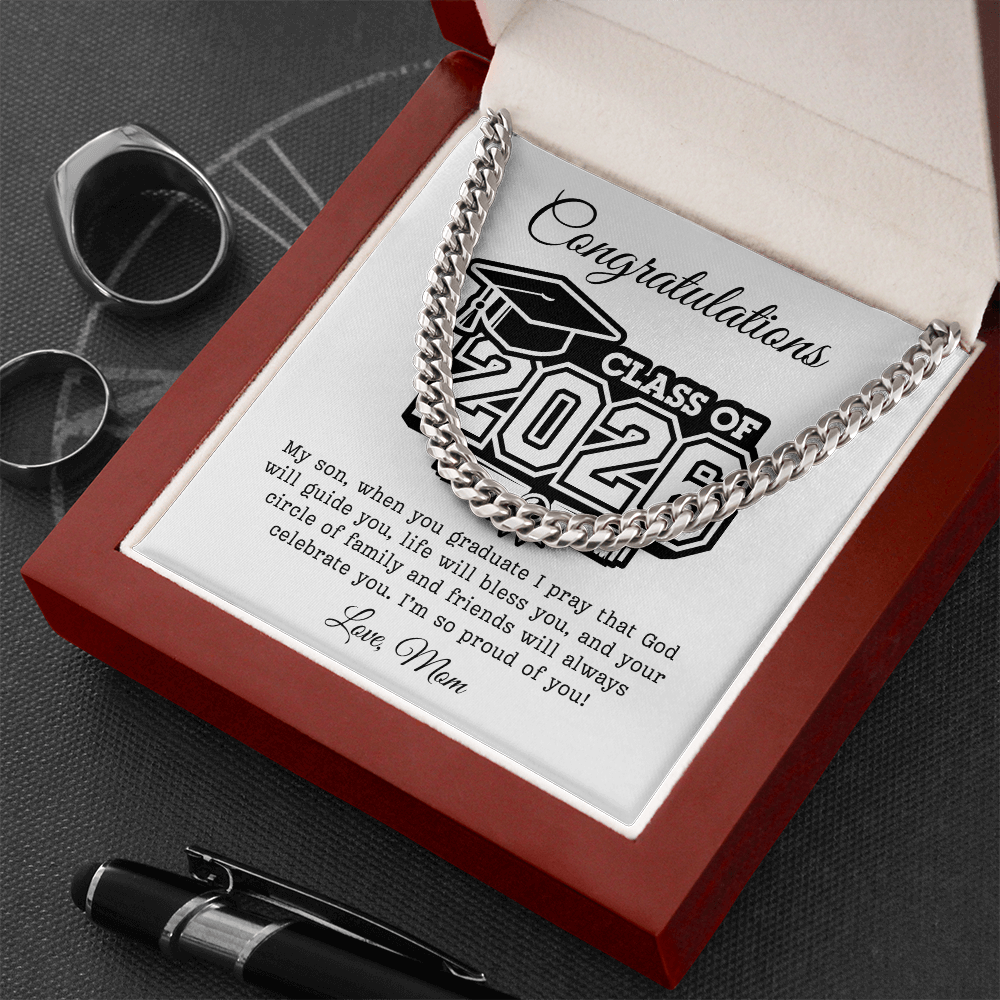 Son Class of 2026 Love Mom | Cuban Link Chain
