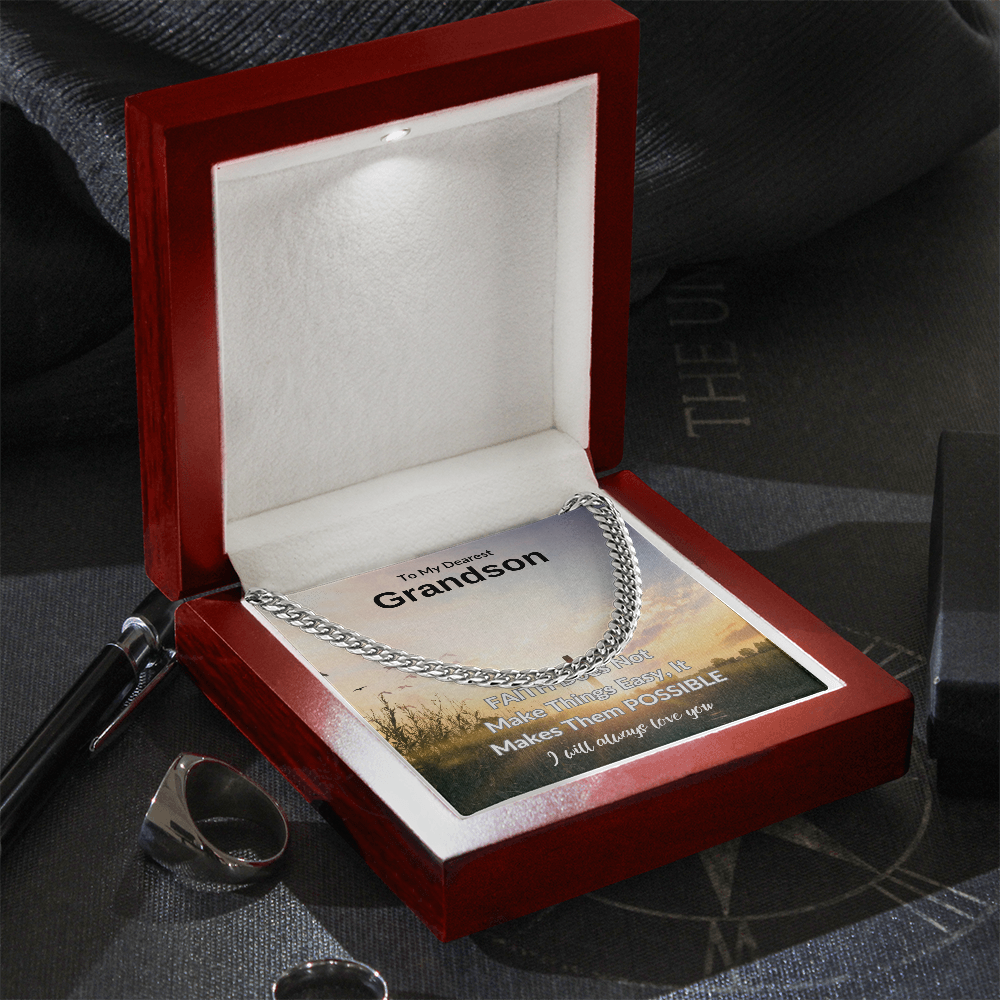 To My Dearest Grandson | Cuban Link Chain