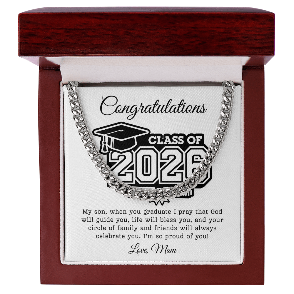 Son Class of 2026 Love Mom | Cuban Link Chain