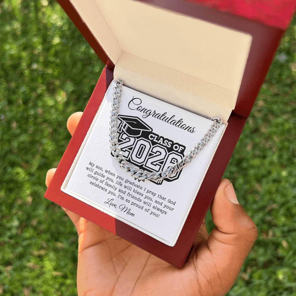Son Class of 2026 Love Mom | Cuban Link Chain