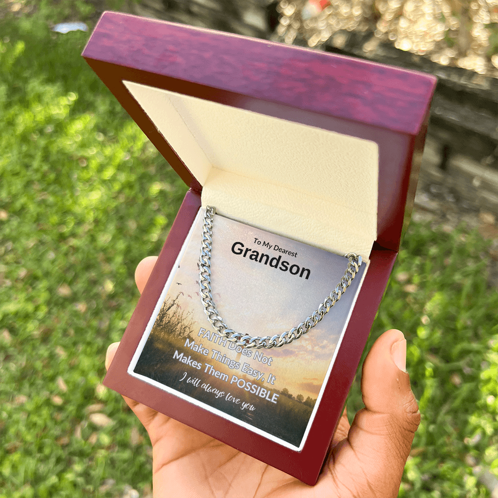 To My Dearest Grandson | Cuban Link Chain