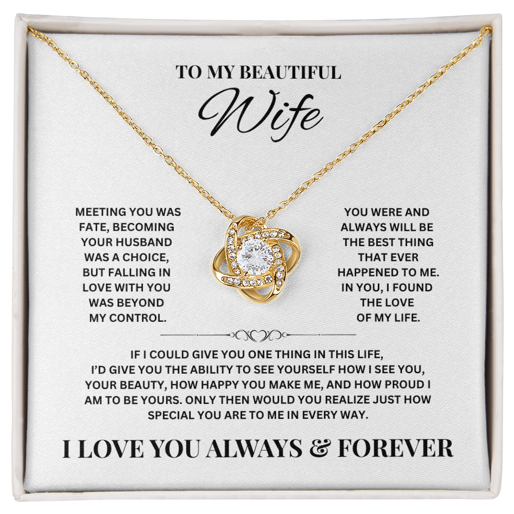 To My Beautiful Wife | Love Knot Necklace