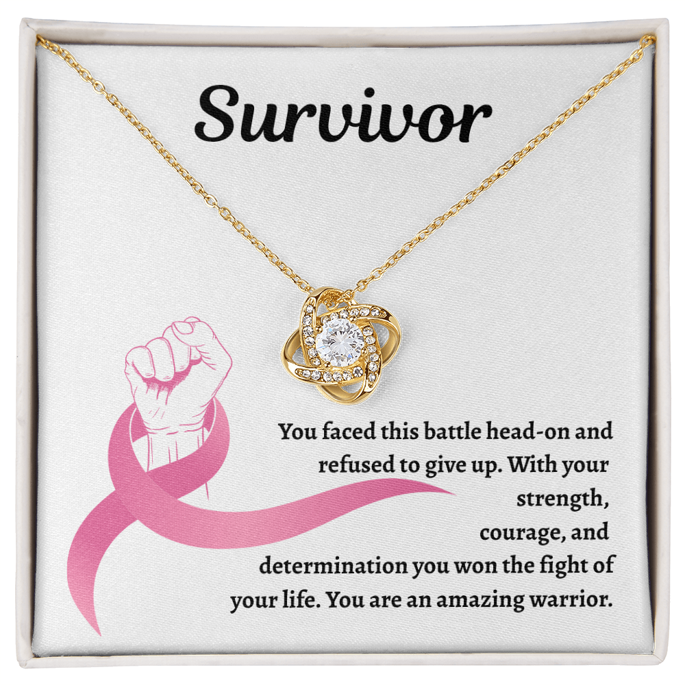 Survivor Pink Ribbon | Love Knot Necklace