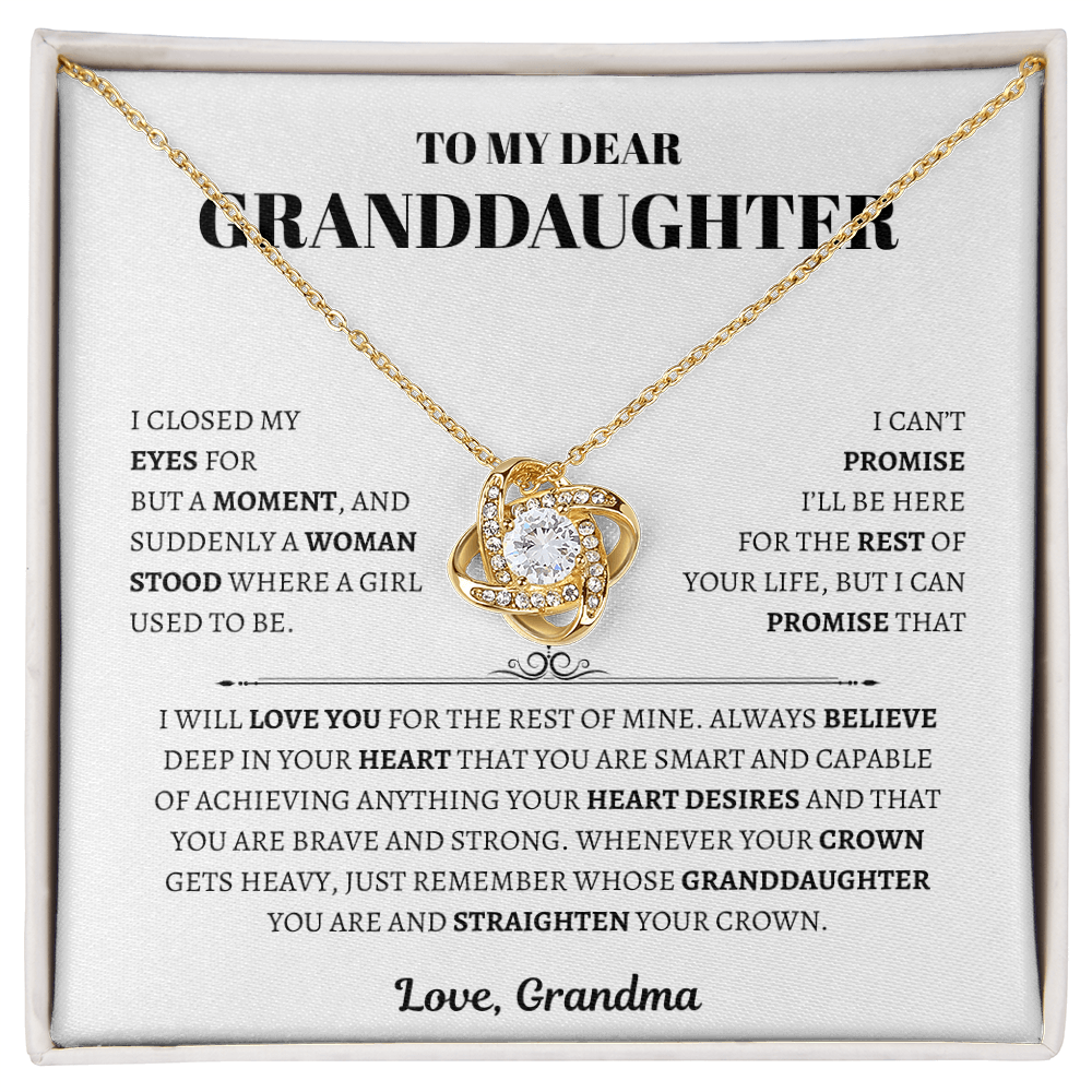 To My Dear Granddaughter from Grandma | Love Knot Necklace