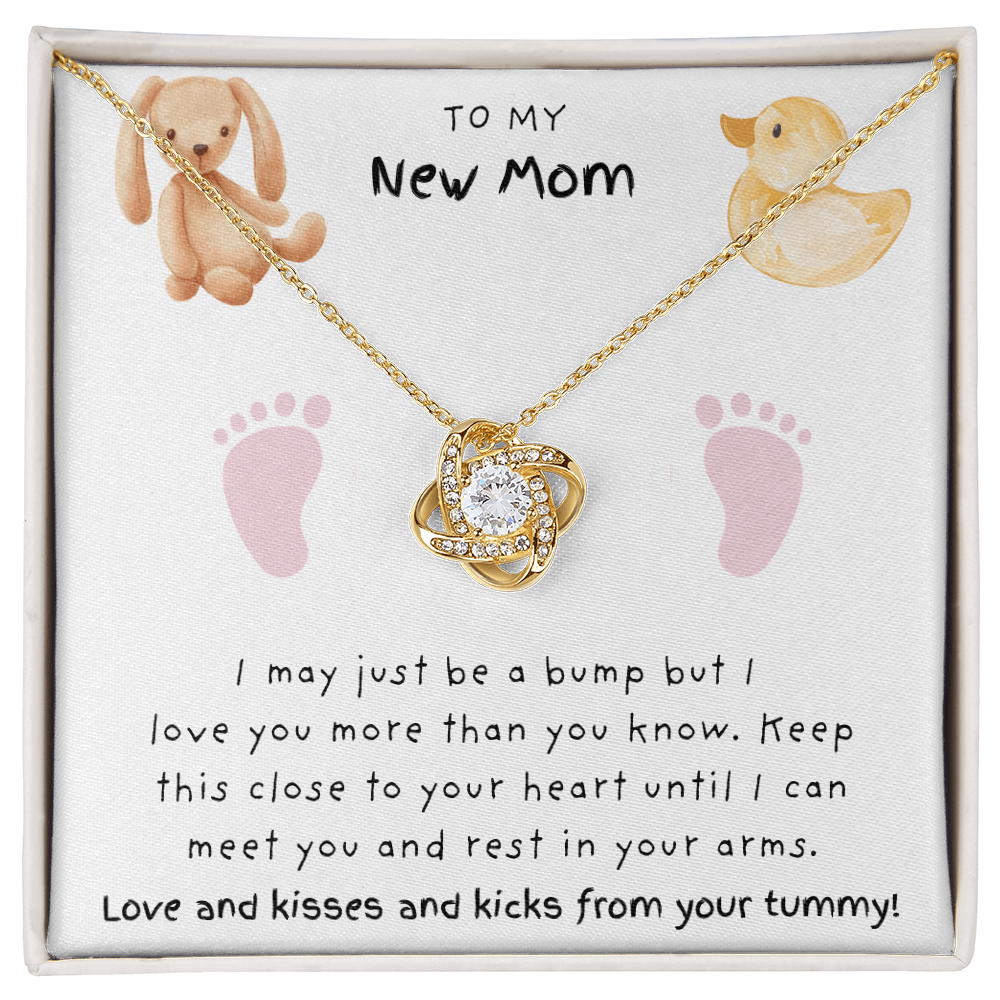 New Mom Pink Feet | Love Knot Necklace