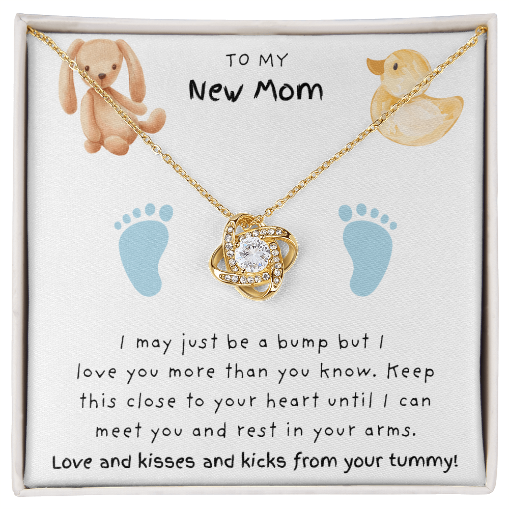 New Mom Blue Feet |  Love Knot Necklace
