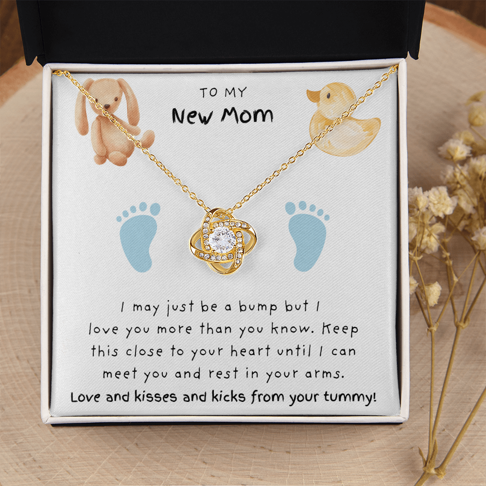New Mom Blue Feet |  Love Knot Necklace