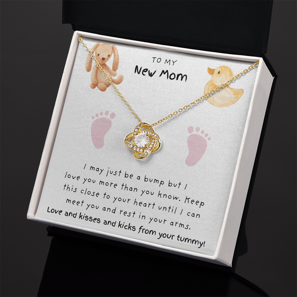 New Mom Pink Feet | Love Knot Necklace