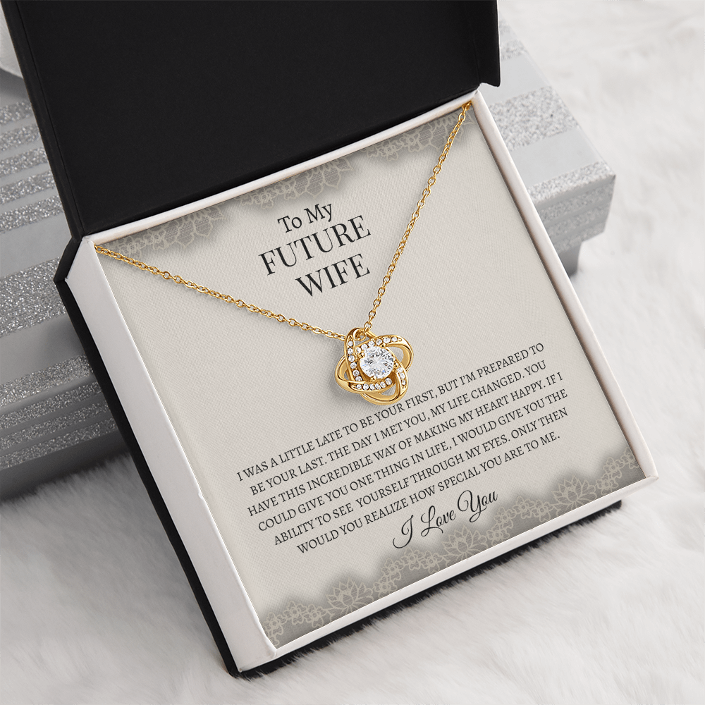 To My Future Wife Gray Lace | Love Knot Necklace