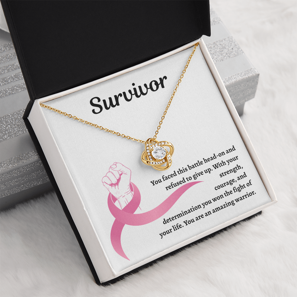 Survivor Pink Ribbon | Love Knot Necklace