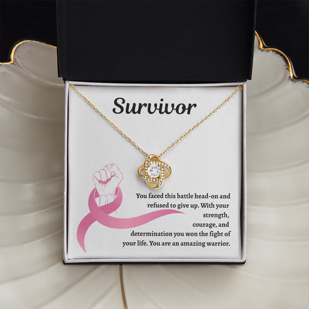 Survivor Pink Ribbon | Love Knot Necklace