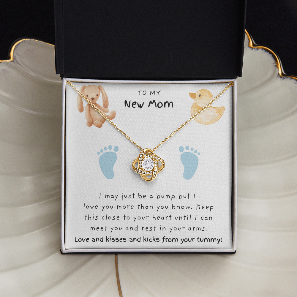 New Mom Blue Feet |  Love Knot Necklace