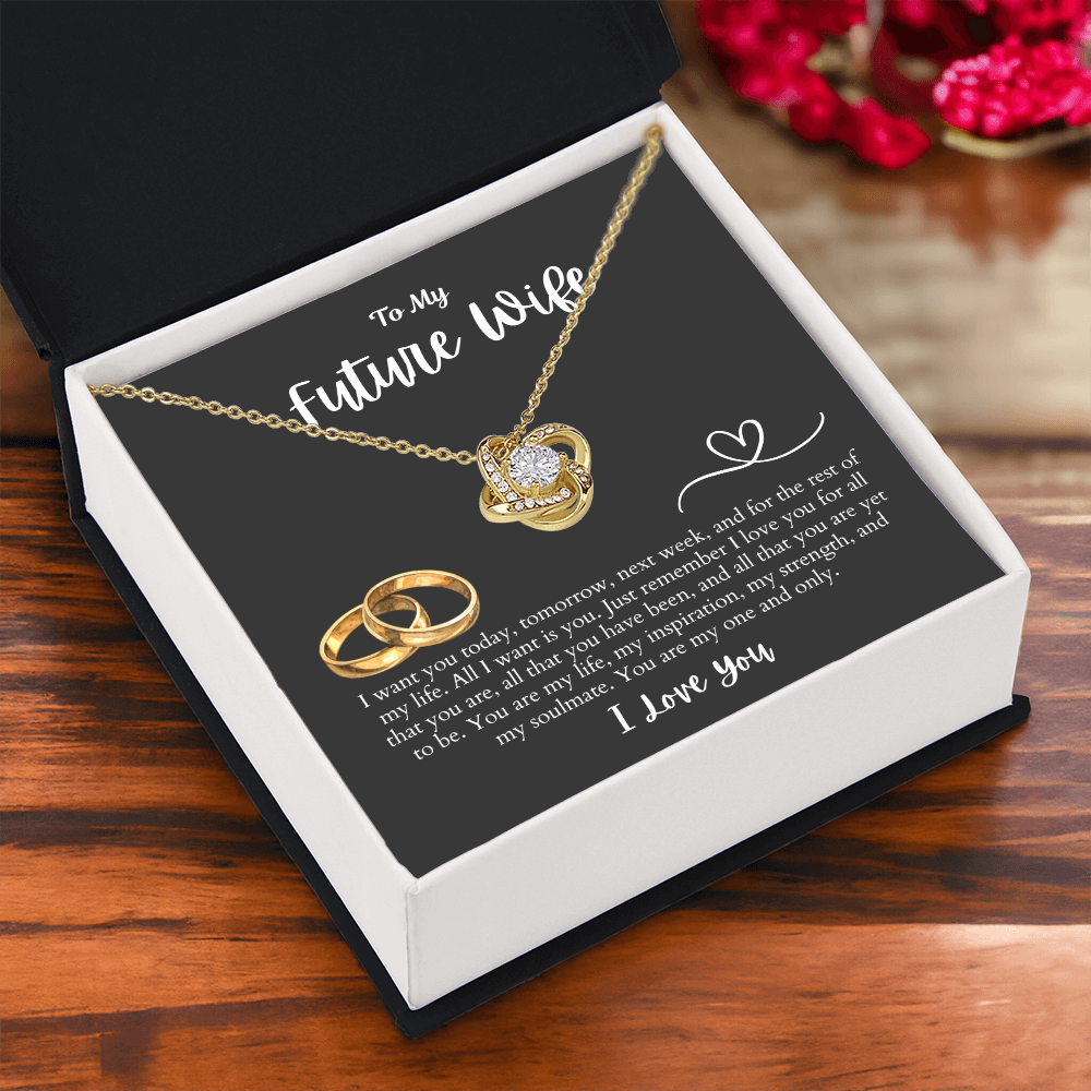 To My Future Wife All I want is You | Love Knot Necklace
