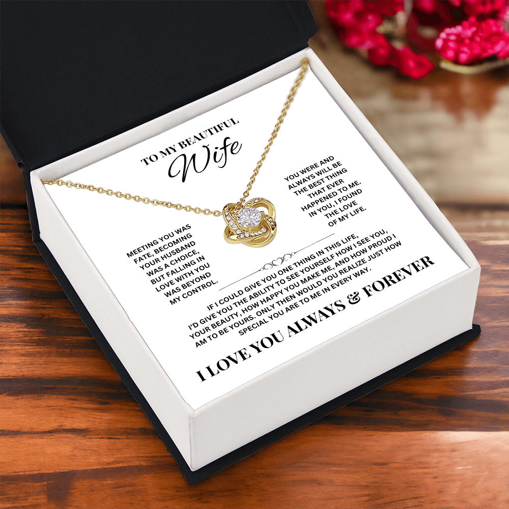 To My Beautiful Wife | Love Knot Necklace