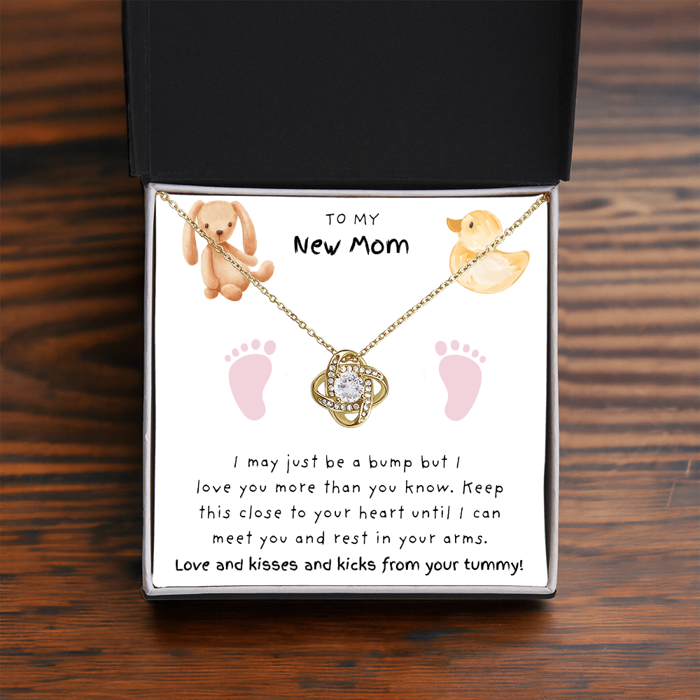 New Mom Pink Feet | Love Knot Necklace