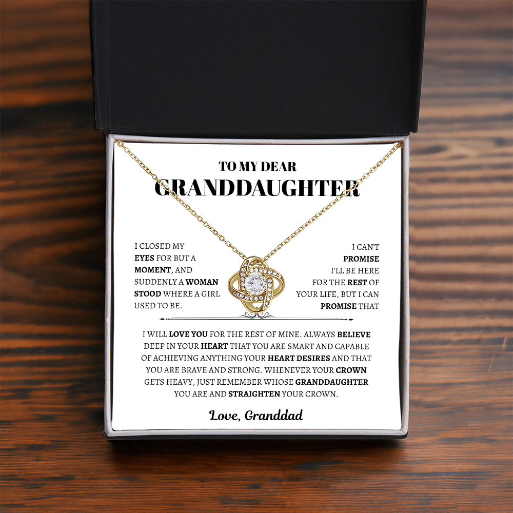 To My Dear Granddaughter from Granddad |  Love Knot Necklace