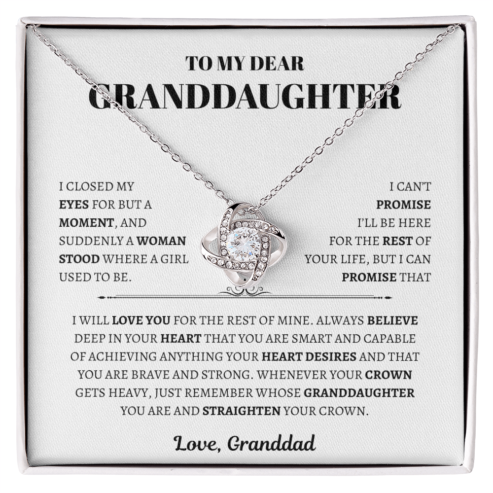 To My Dear Granddaughter from Granddad |  Love Knot Necklace