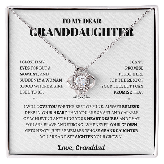 To My Dear Granddaughter from Granddad |  Love Knot Necklace