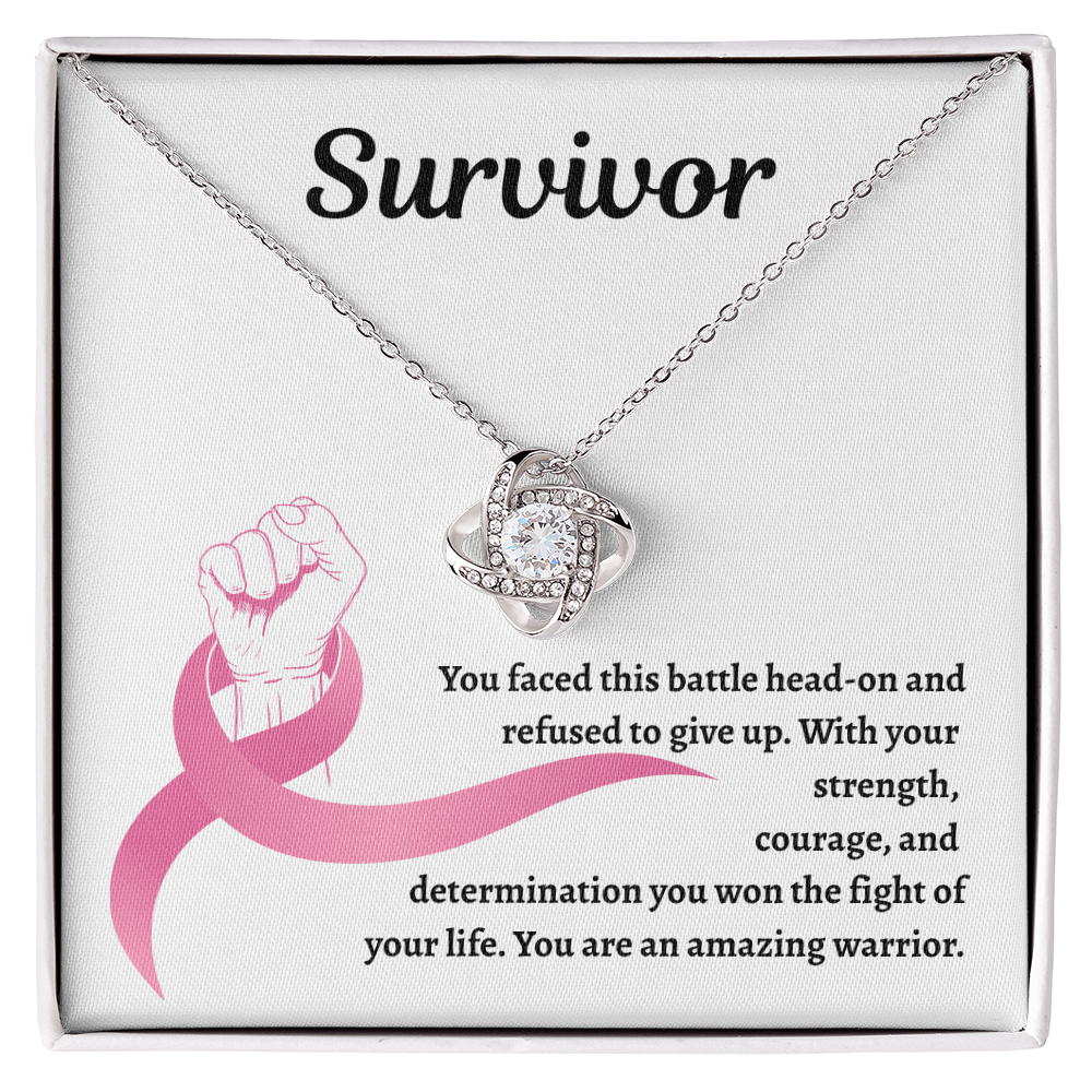 Survivor Pink Ribbon | Love Knot Necklace