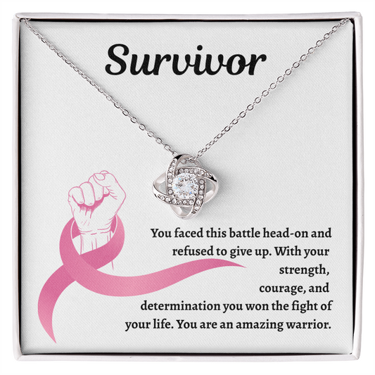 Survivor Pink Ribbon | Love Knot Necklace