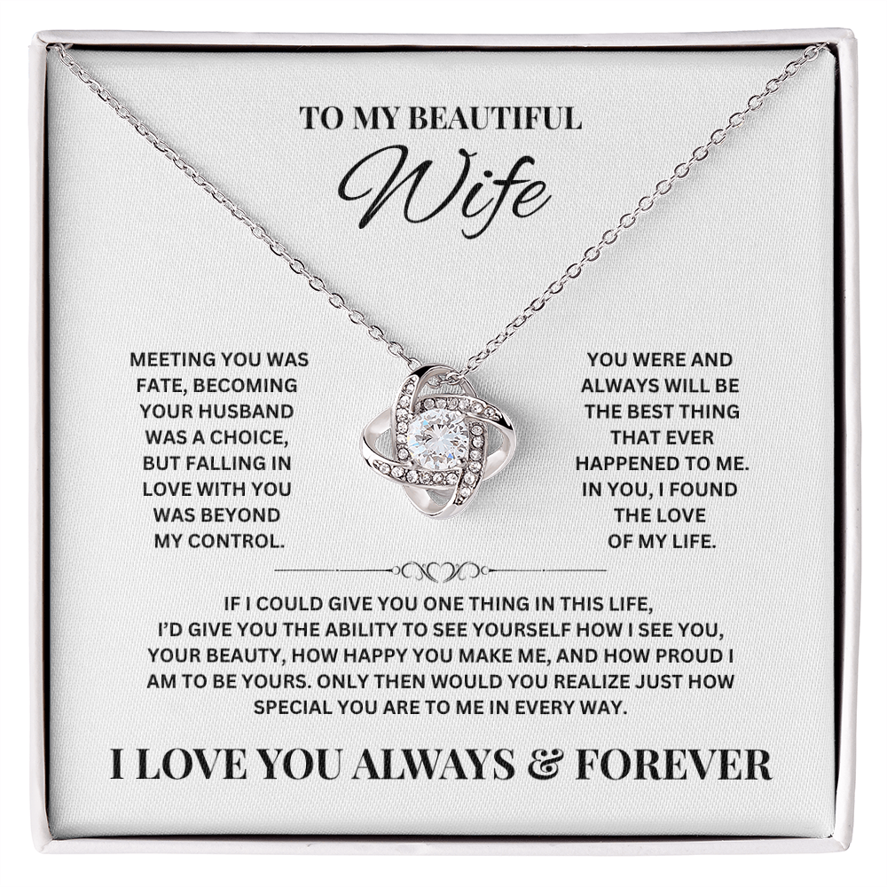 To My Beautiful Wife | Love Knot Necklace