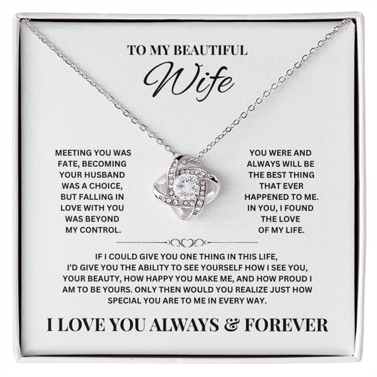 To My Beautiful Wife | Love Knot Necklace