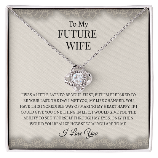 To My Future Wife Gray Lace | Love Knot Necklace