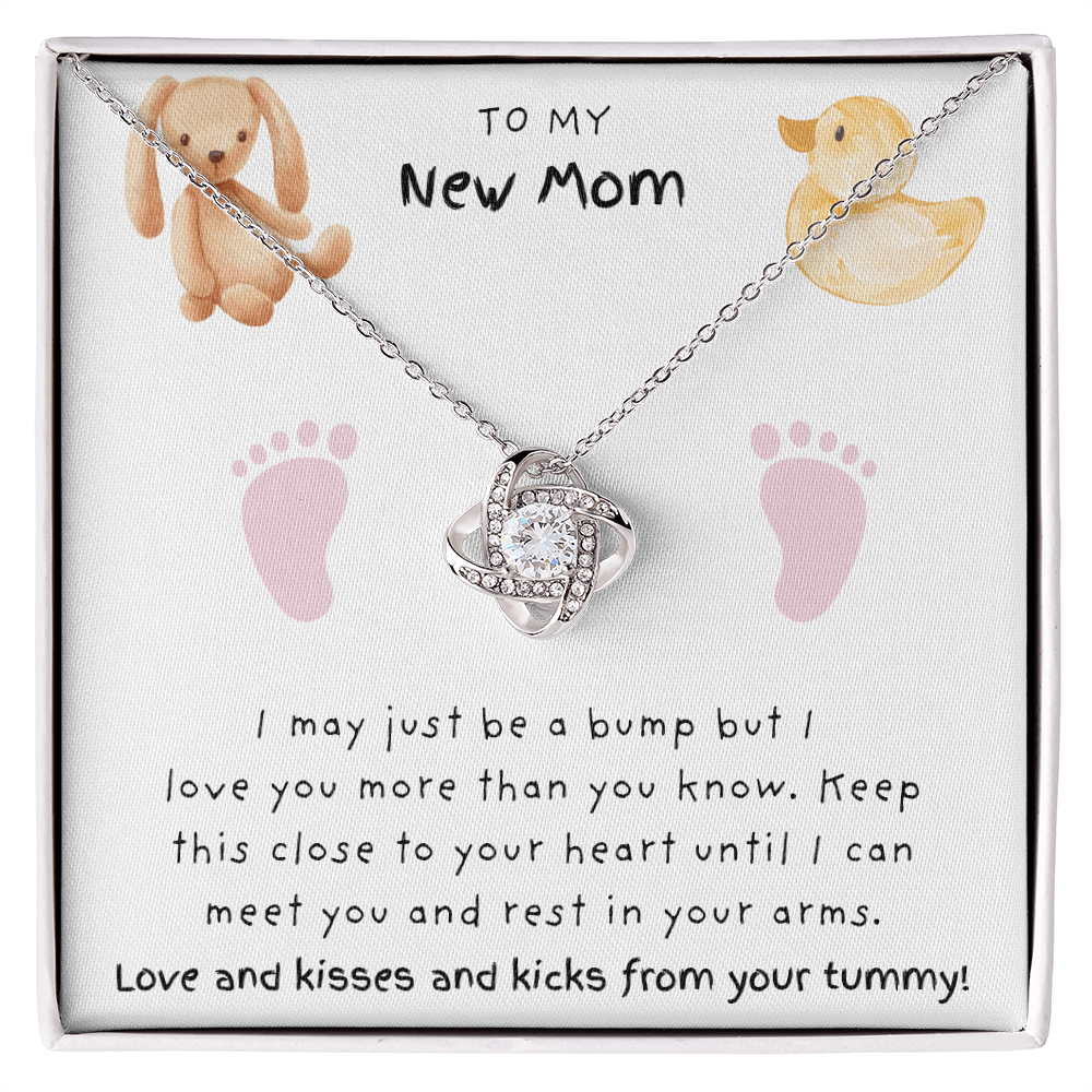 New Mom Pink Feet | Love Knot Necklace