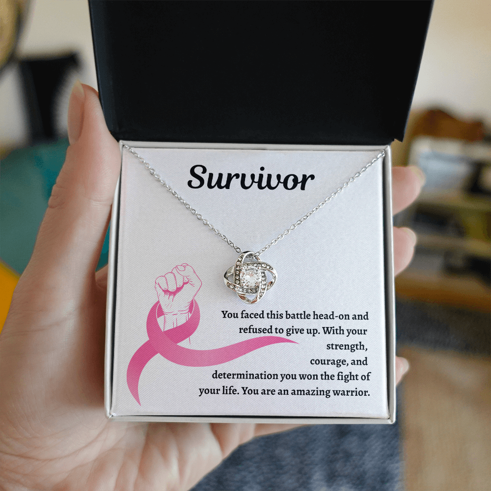 Survivor Pink Ribbon | Love Knot Necklace