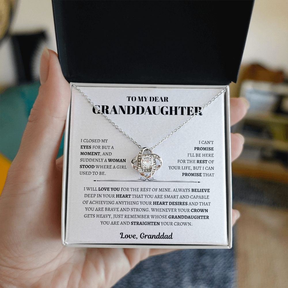 To My Dear Granddaughter from Granddad |  Love Knot Necklace