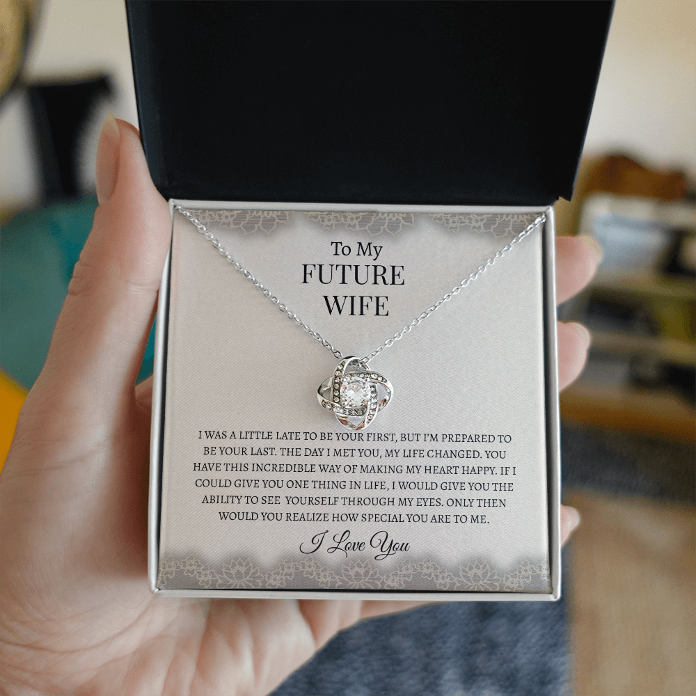 To My Future Wife Gray Lace | Love Knot Necklace