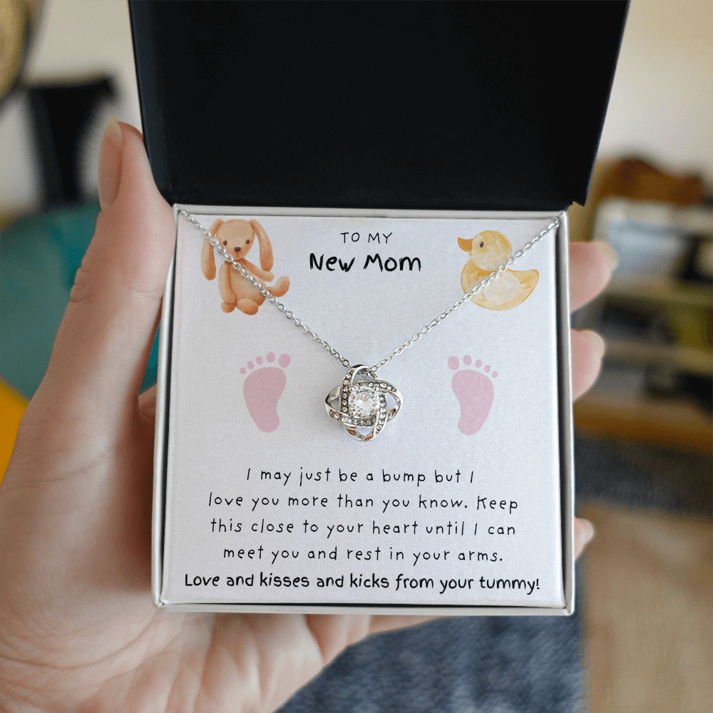 New Mom Pink Feet | Love Knot Necklace