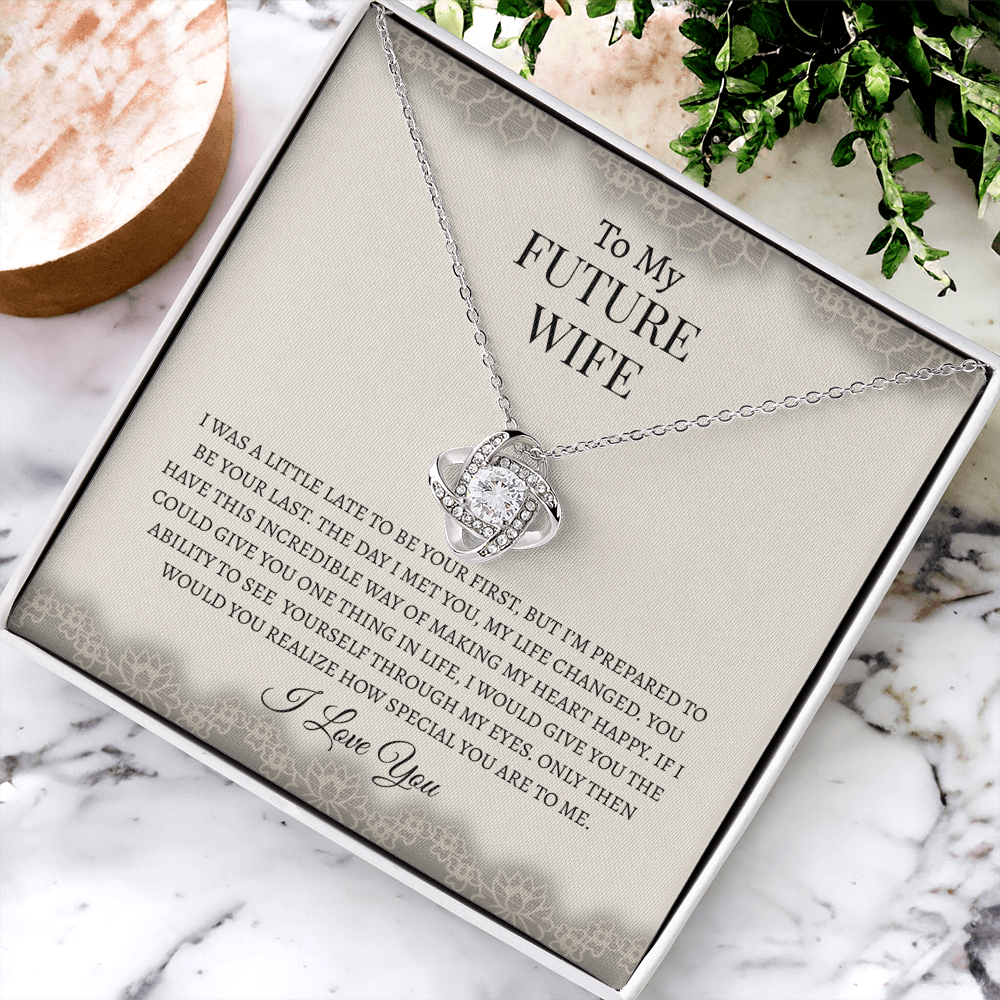 To My Future Wife Gray Lace | Love Knot Necklace