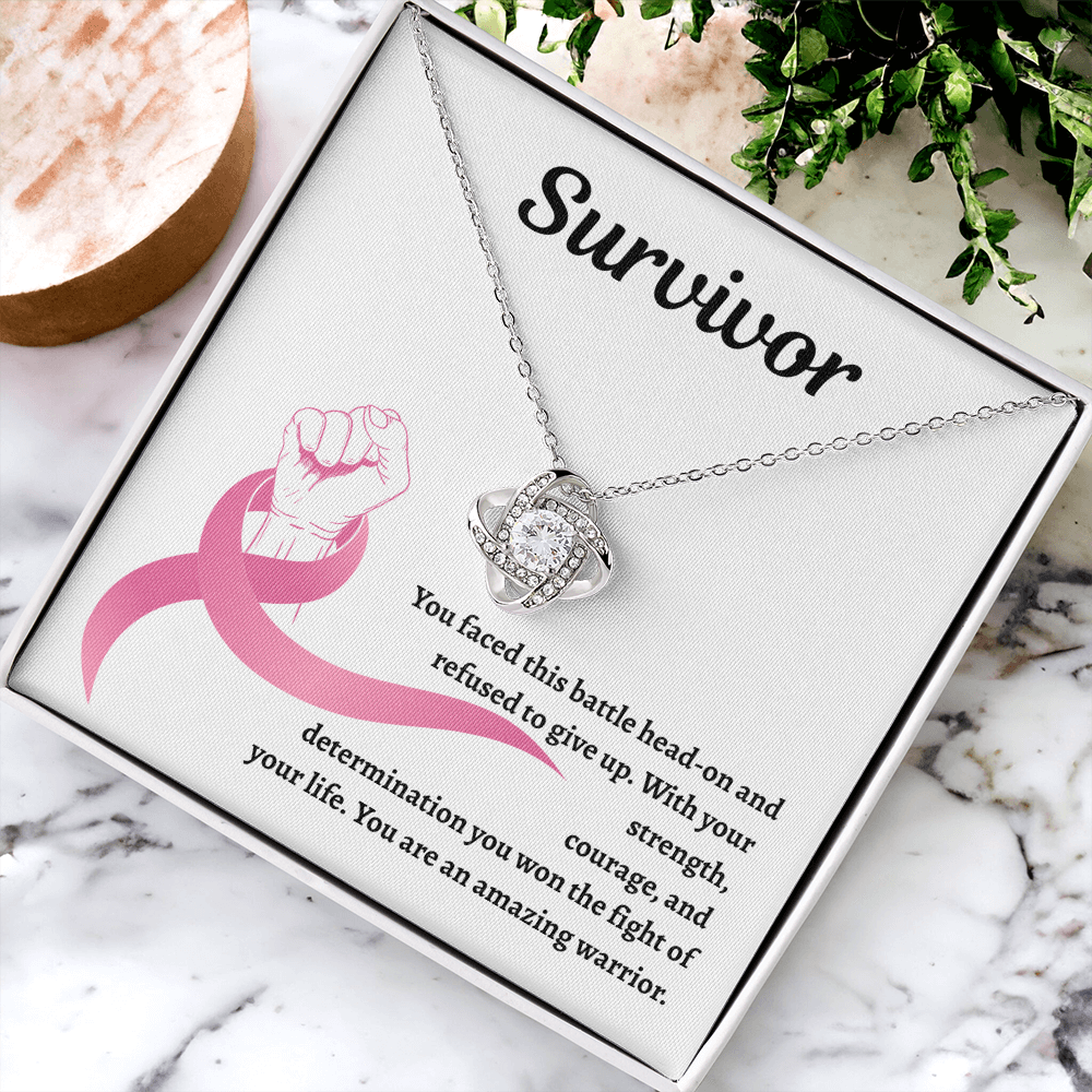 Survivor Pink Ribbon | Love Knot Necklace
