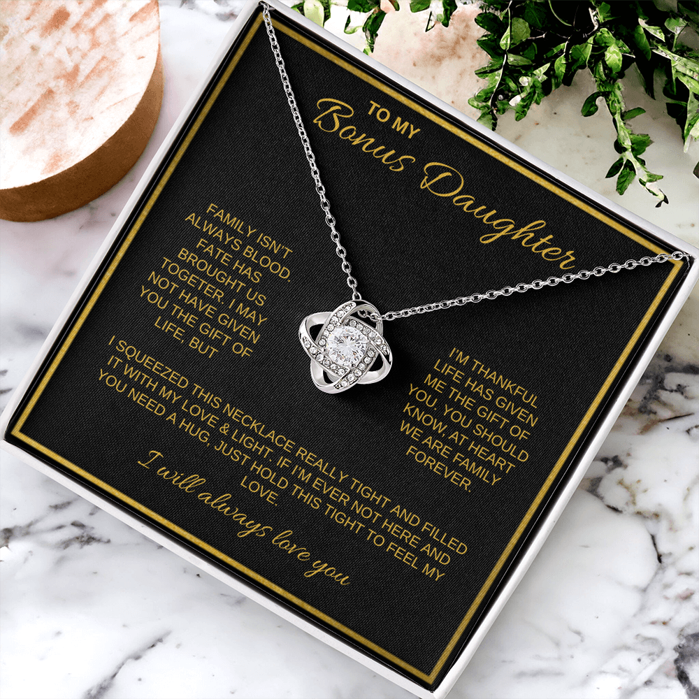 To My Bonus Daughter | Love Knot Necklace