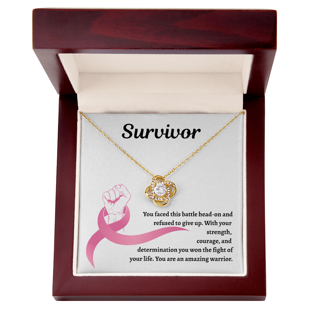 Survivor Pink Ribbon | Love Knot Necklace
