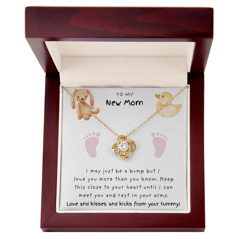 New Mom Pink Feet | Love Knot Necklace