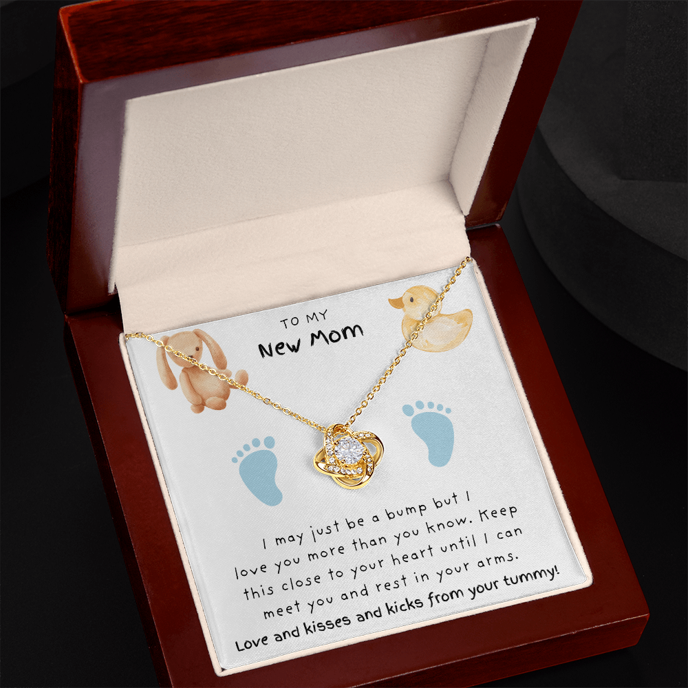 New Mom Blue Feet |  Love Knot Necklace