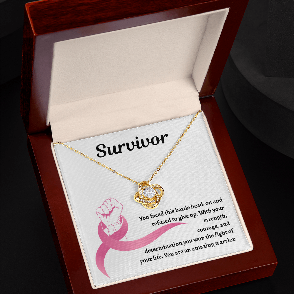 Survivor Pink Ribbon | Love Knot Necklace