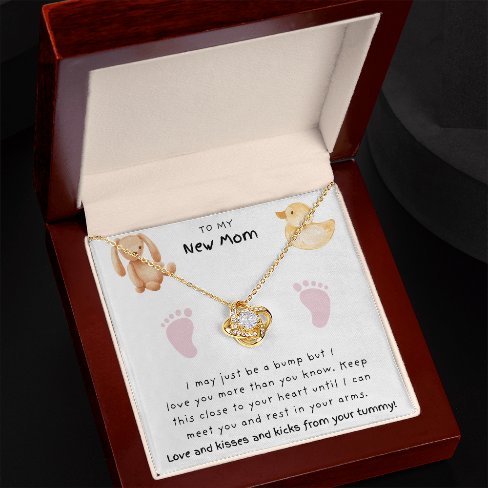 New Mom Pink Feet | Love Knot Necklace