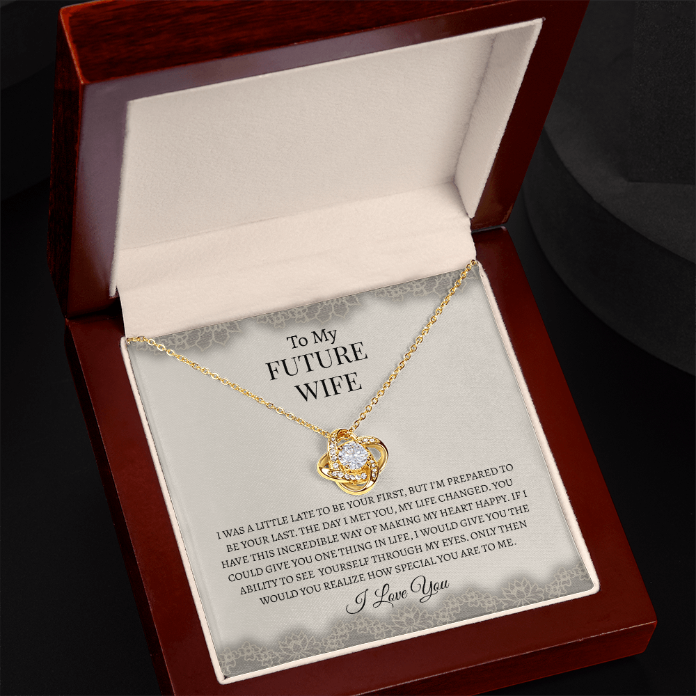 To My Future Wife Gray Lace | Love Knot Necklace